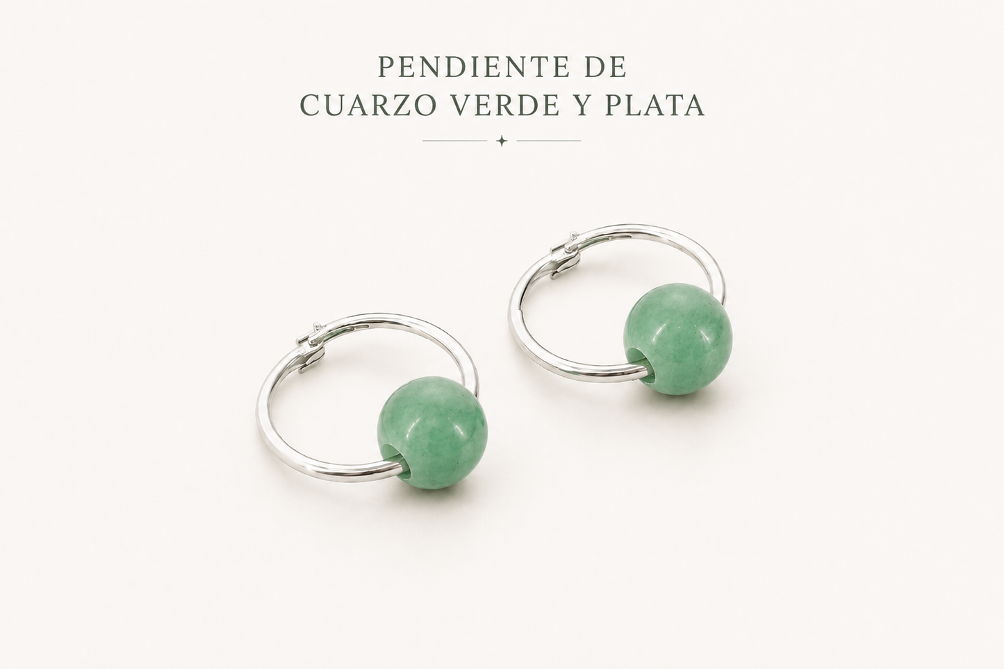 Pendiente aro plata cuarzo verde