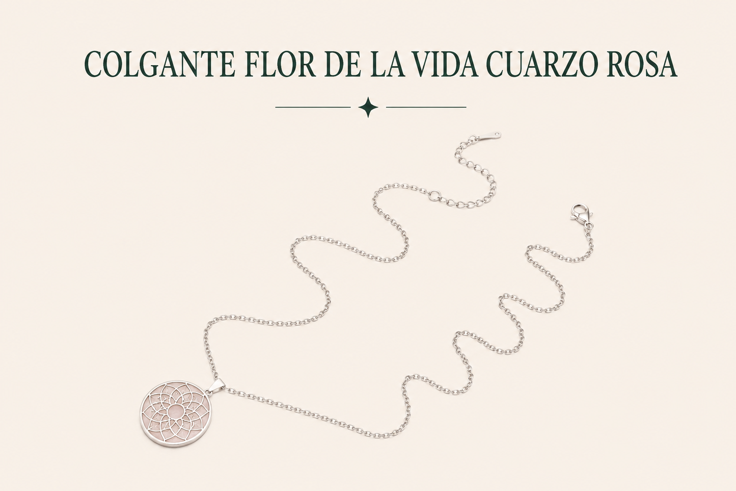 Colgante flor de la vida cuarzo rosa