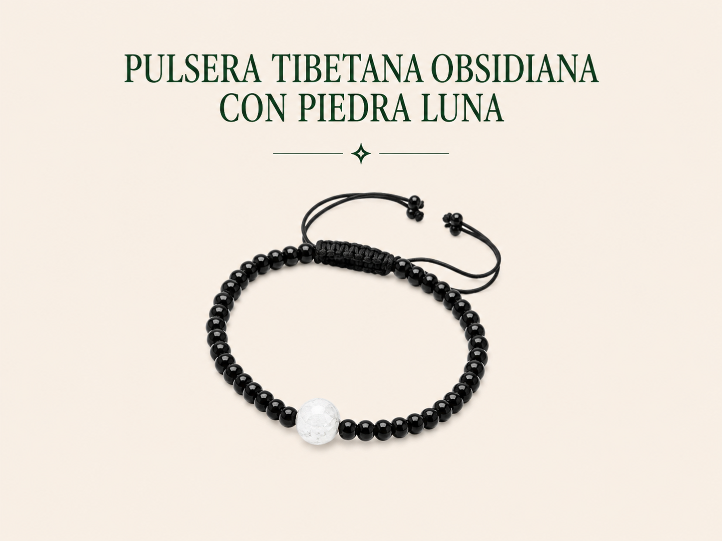 Pulsera Piedra luna obsidiana