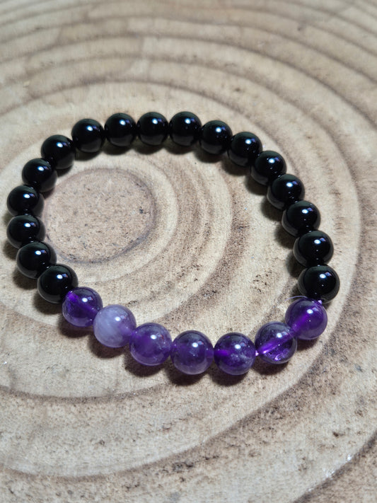 Pulsera amatista + obsidiana