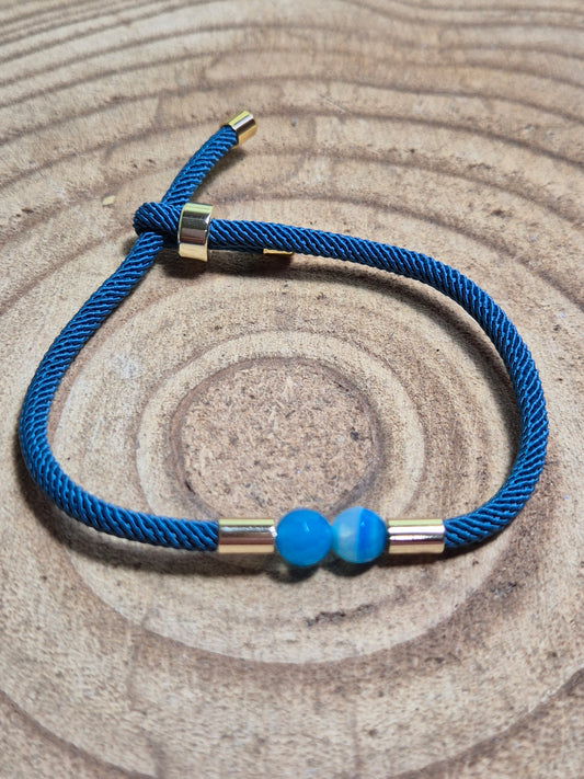 Pulsera cordón ágata azul