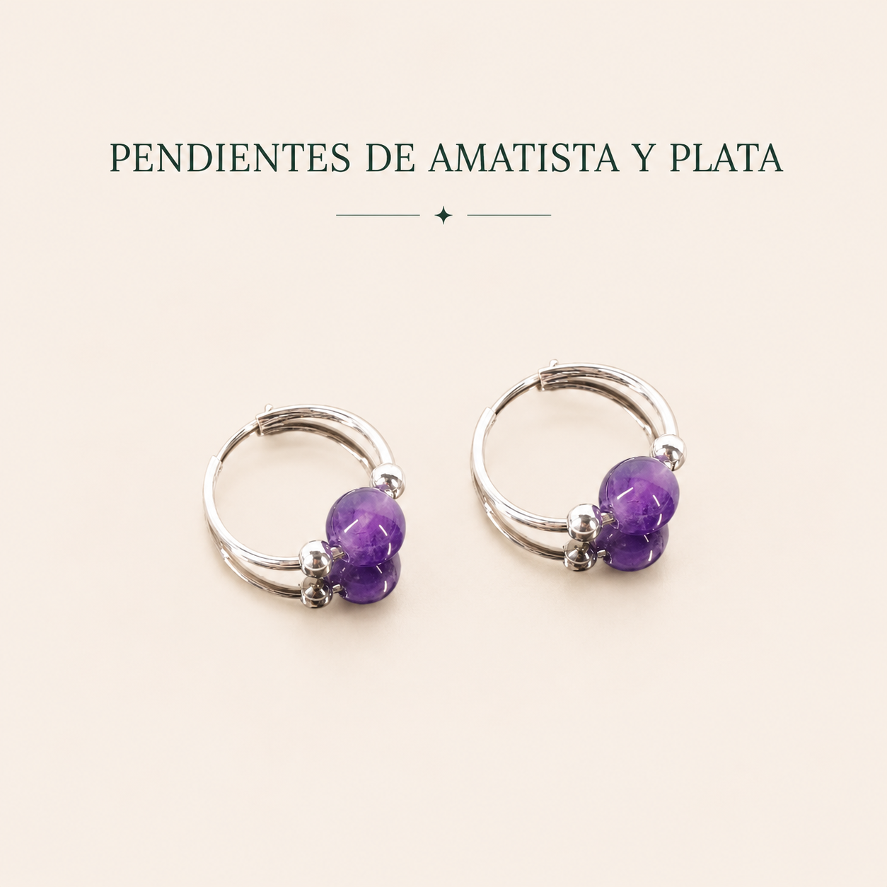 Pendiente aro plata amatista