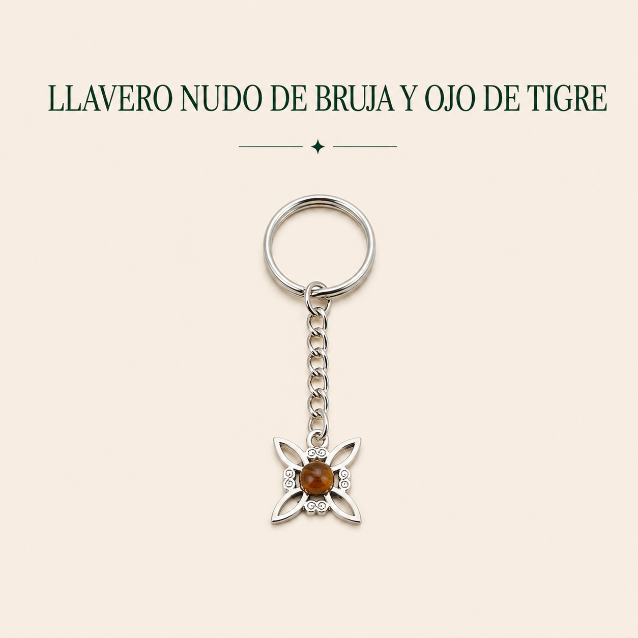 Llavero nudo de bruja ojo de tigre