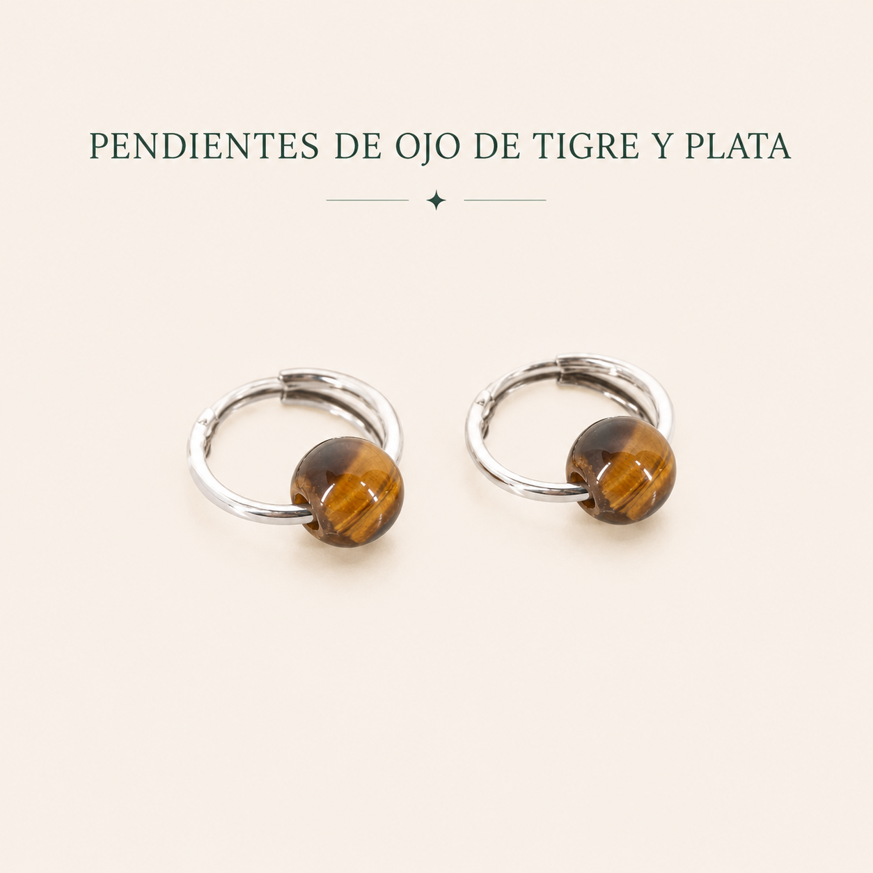 Pendiente aro plata ojo de tigre