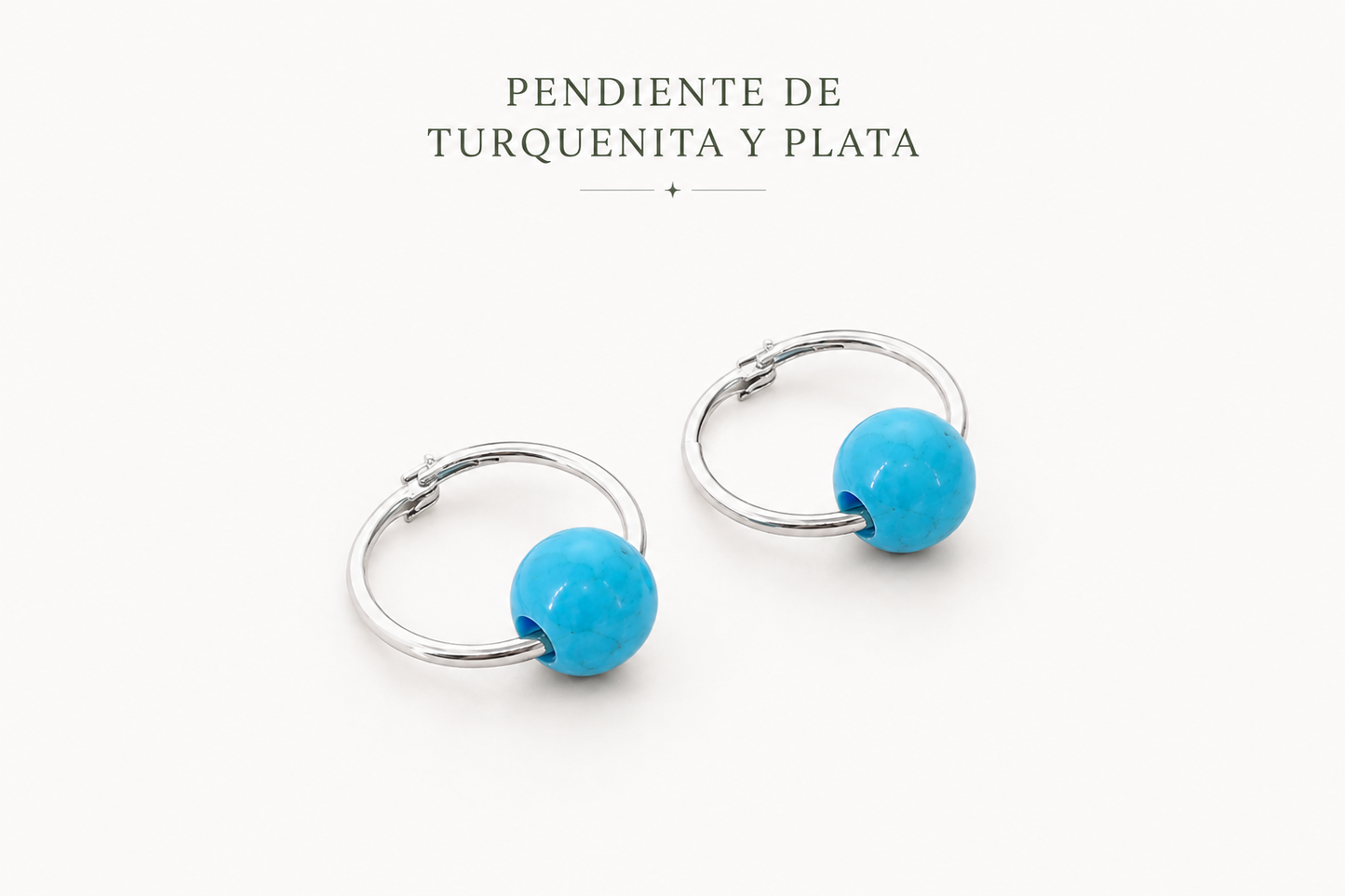 Pendiente aro plata turquenita