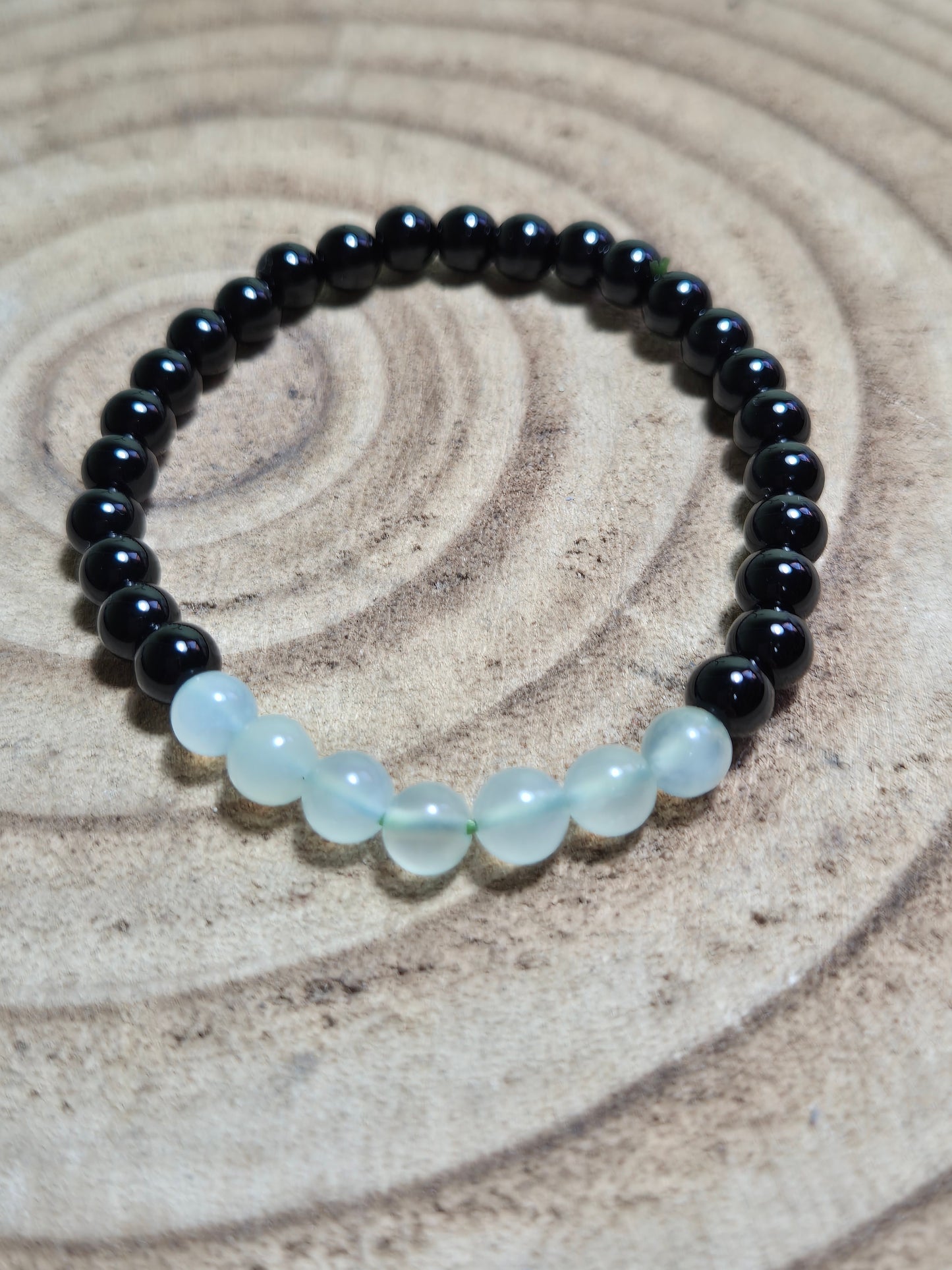 Pulsera jade + obsidiana