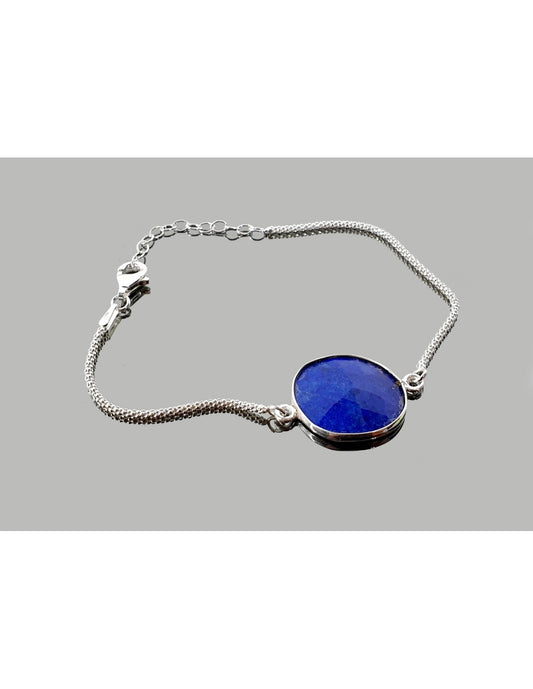 Pulsera plata tallada lapislázuli